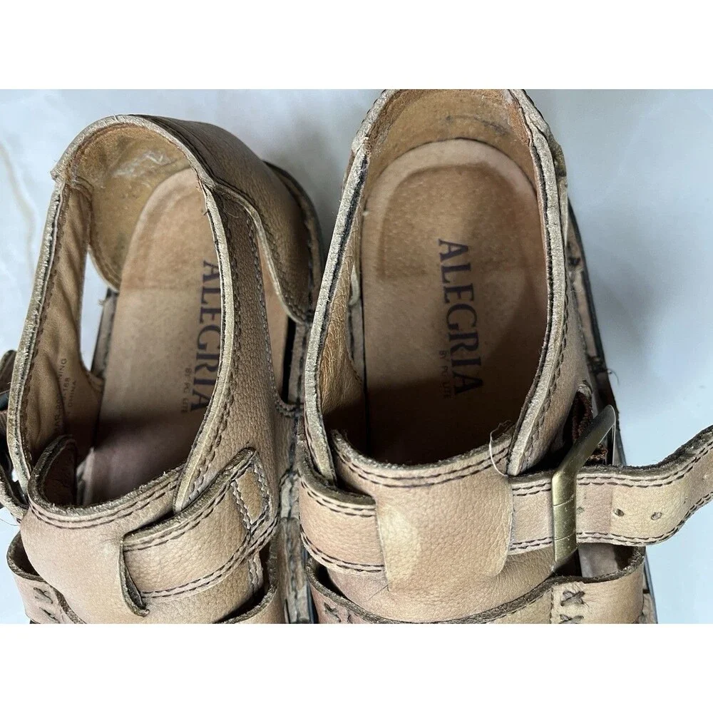 Alegria Martinique Brown Leather Fisherman Men Sandals Eur 41 US 8 Shoes
